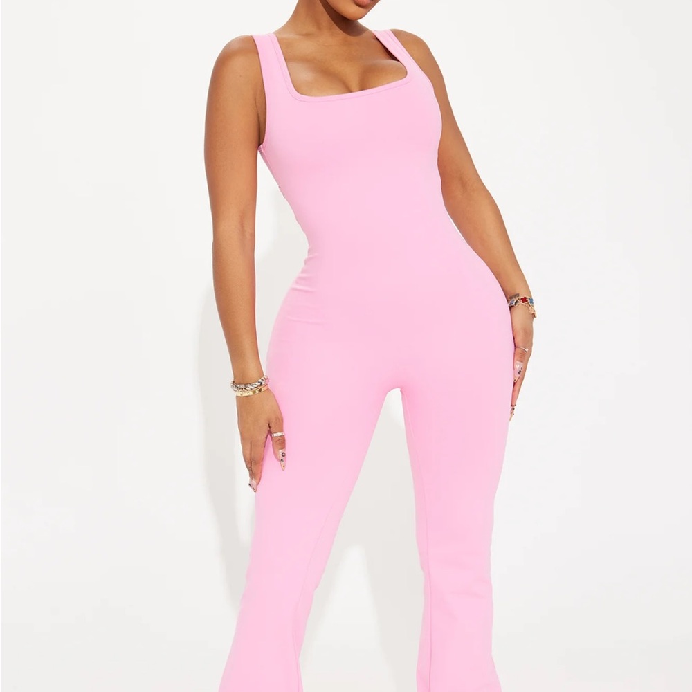 Pink flare jumpsuit